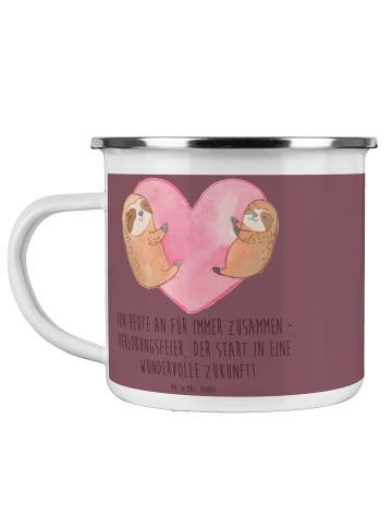 Mr. & Mrs. Panda Emaille Tasse Verlobungsfeier ZuMenschmen mit Spruch in Kaffa Coffee