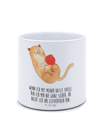 Mr. & Mrs. Panda Übertopf Katze Wolle mit Spruch in Weiß