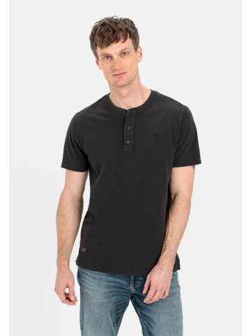 Camel Active Kurzarm Henley aus reiner Baumwolle in Schwarz