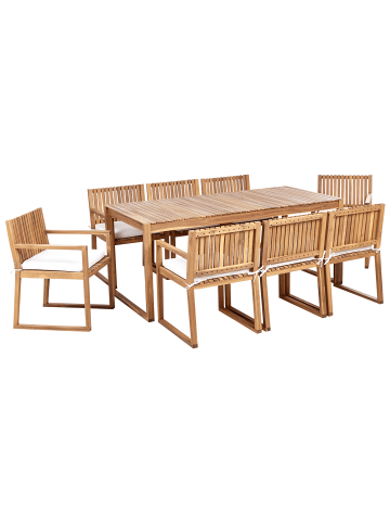 Beliani 9-tlg Gartentisch Set SASSARI II in Braun/Weiß