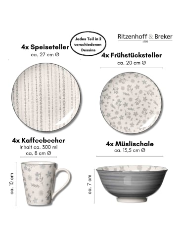 Ritzenhoff & Breker 16er Set Kombi-Set Sendai in grau