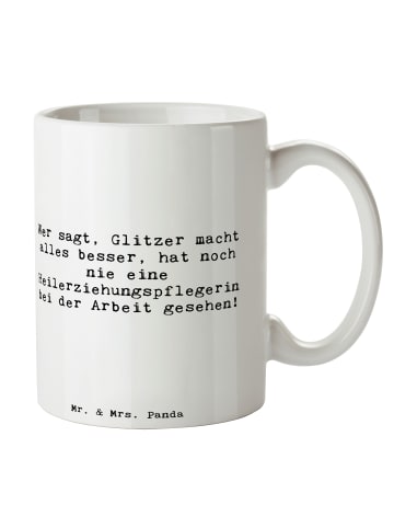 Mr. & Mrs. Panda Kakaotasse Spruch Heilerziehungspflegerin Glanz... in Weiß