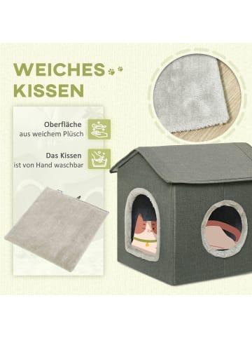 Pawhut Katzenhaus Grau 39L x 43,5B x 40,5H cm