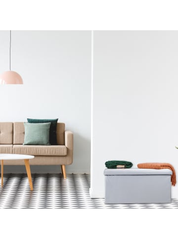 relaxdays Sitzbank in Hellgrau - (B)77 x (H)38 x (T)39 cm