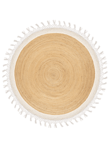 Beliani Geflochtener Teppich MARTS in Beige/Weiß - (W) 200 x (L) 200 cm