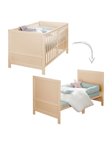 roba Babybett EASY SLEEP 70 x 140 cm - inkl. Umbauecken - 3 Schlupfsprossen - Natur