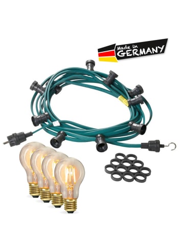 SATISFIRE Garten Party Lichterkette Illu 50x LED Edison Filament 50m grün