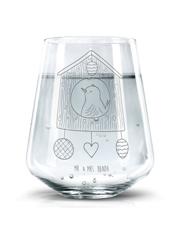 Mr. & Mrs. Panda Trinkglas Vogel Haus ohne Spruch in Transparent