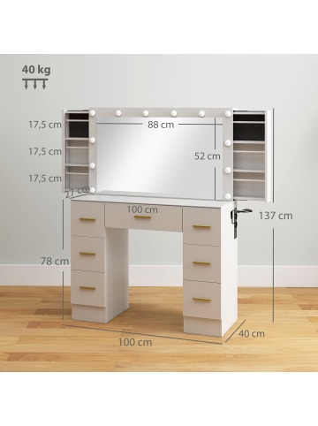 HOMCOM Schminktisch-100L x 40B x 137H cm-Weiß
