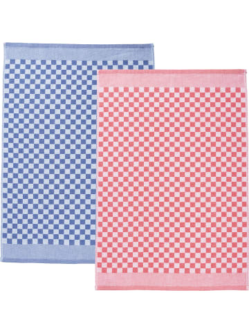 Erwin Müller Baumwolle, Jacquard Geschirrtuch 2er-Pack in Karo rot/blau