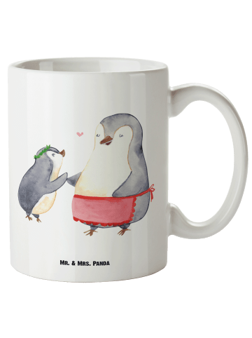 Mr. & Mrs. Panda Kaffeebecher Pinguin mit Kind ohne Spruch in Weiß
