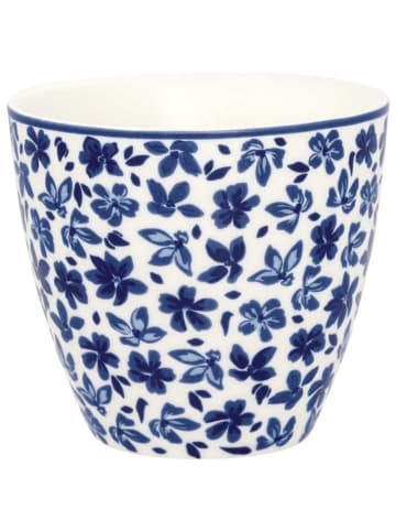 Greengate Latte Cup DAHLA Weiß Dunkelblaue Blumen