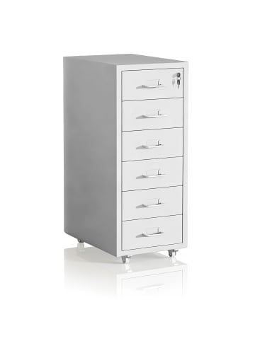 relaxdays Rollcontainer in Weiß - (B)28 x (H)69 x (T)41 cm