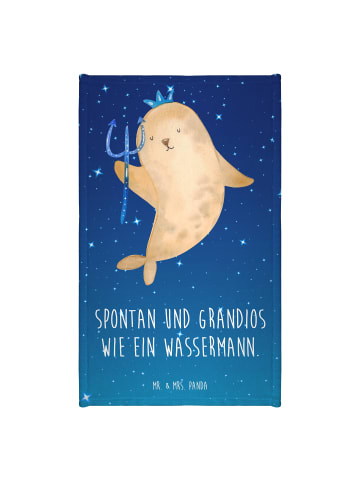 Mr. & Mrs. Panda Handtuch Klein Sternzeichen Wassermann mit Spruch in Sternenhimmel Blau