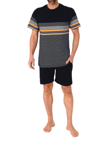NORMANN kurzarm Schlafanzug Shorty Streifen in orange