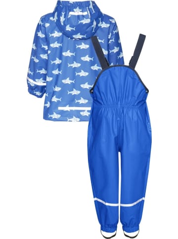 Playshoes Kinder Regenset "Regen-Set Hai allover" in Blau