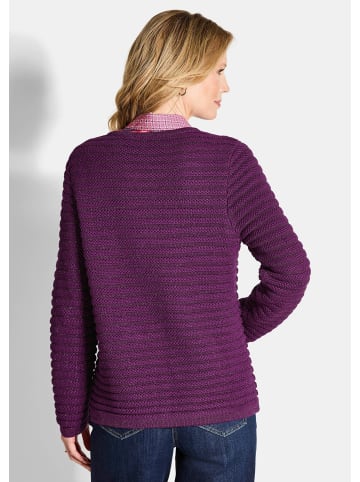 GOLDNER Kurzgröße:  Elegante Langarm-Strickjacke mit Lurex in beere