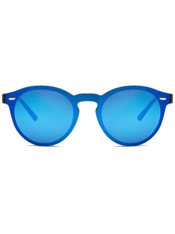 styleBREAKER Mono Sonnenbrille in Schwarz / Blau verspiegelt