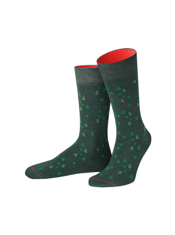 von Jungfeld Grüne Socke mit Tannenmotiv