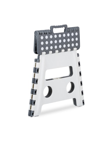 relaxdays 2 x Klapphocker in Weiß/ Grau - (B)37 x (H)30 cm x (T)29 cm