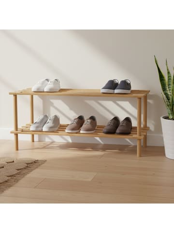 relaxdays Schuhregal in Natur - (B)74 x (H)29,5 x (T)26 cm