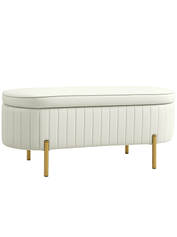 HOMCOM Sitzbank in Cremeweiß 108L x 44B x 43,5H cm