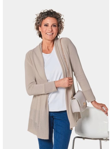 GOLDNER Kurzgröße:  Strickjacke in raffinierter Struktur in perlweiß