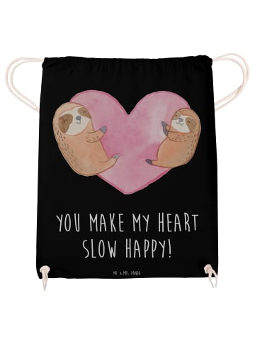 Mr. & Mrs. Panda Jutebeutel Faultiere Herz mit Spruch in Schwarz