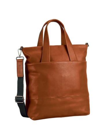 Leonhard Heyden Hamburg Handtasche Leder 32 cm in cognac