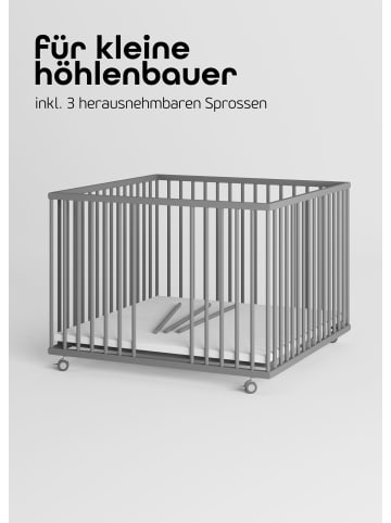 Sämann Sämann Laufgitter mit Schlupfsprossen - grau mit Matratze