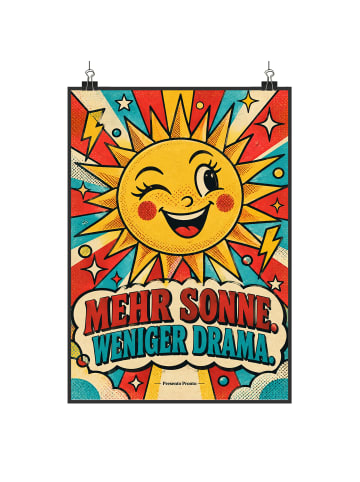 Print Sonne retro Design mit Spruch in Weiß
