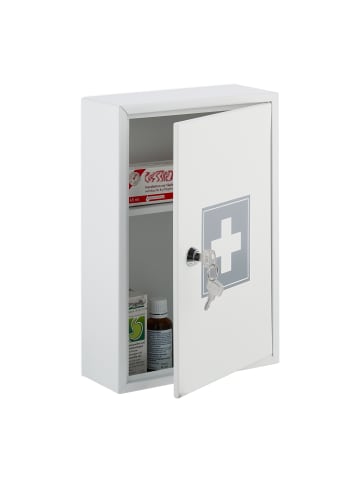 relaxdays Medizinschrank in Weiß/ Grau - (B)21,5 x (H)32 x (T)8 cm