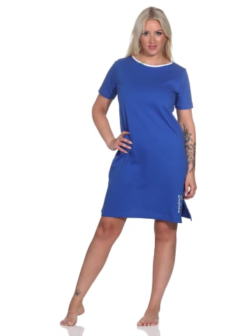 NORMANN kurzarm Nachthemd Kaktus - 79407 in blau