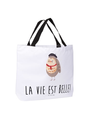 Mr. & Mrs. Panda Strandtasche Eule Frankreich mit Spruch in Weiß
