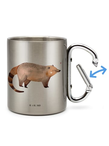 Mr. & Mrs. Panda Thermobecher Nasenbär ohne Spruch in Silber