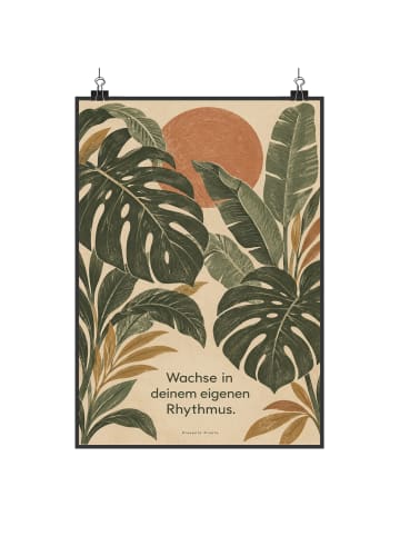 Mr. & Mrs. Panda Wandbild Monstera beruhigend Design mit Spruch in Weiß