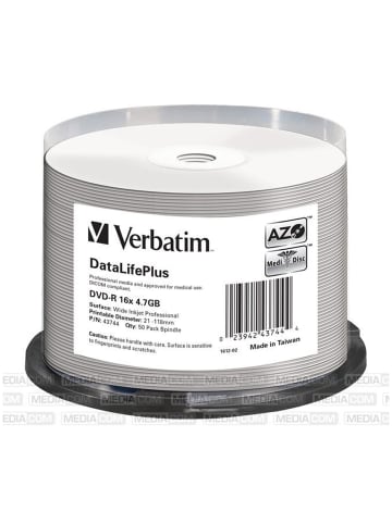 Verbatim Verbatim DVD-R 4.7GB 16x Cakebox 50er Inkjet