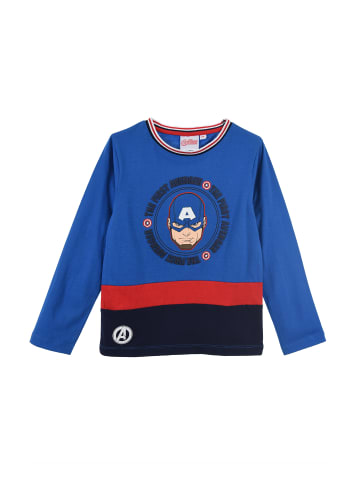 Avengers Langarmshirt Captain America Black Panther Longsleeve in Blau