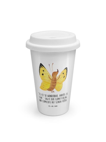 Mr. & Mrs. Panda Becher Schmetterling Zitronenfalter mit Spruch in Weiß