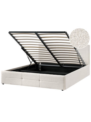 Beliani 3-tlg Doppelbett MASSOGNES in Weiß/Schwarz