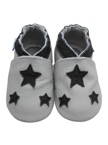 Yalion Leder-Krabbelschuhe "Stern" in Grau