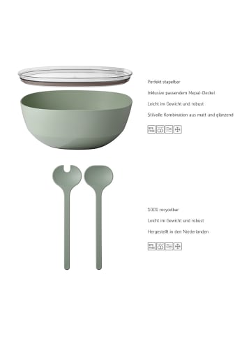 Mepal Servierschale mit Deckel & Salatbesteck Silueta in 5000 ml in Vivid Mauve