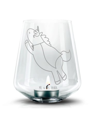 Mr. & Mrs. Panda Glas Windlicht Einhorn Super ohne Spruch in Transparent