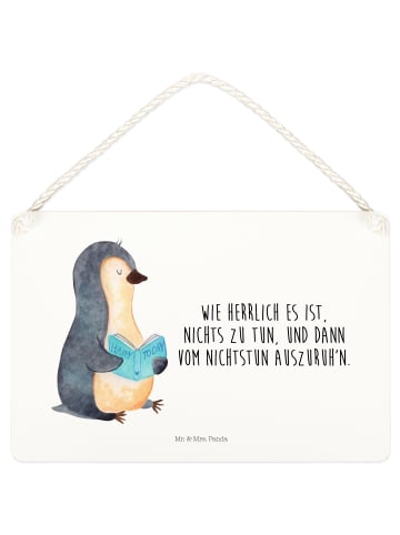 Mr. & Mrs. Panda Deko Schild Pinguin Buch mit Spruch in Weiß