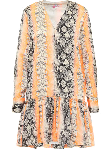 IZIA Damen Kleid Mit Reptilprint in Orange Mehrfarbig
