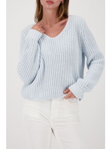 monari Pullover mit Perlfangmuster und V-Ausschnitt in Ice Blue