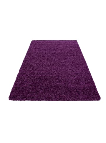 KADIMA DESIGN Teppich Hochflor Shaggy Waschbar Einfarbig RHEIN Strapazierfähig in Violett