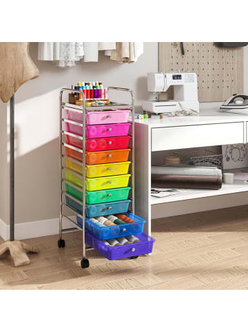 COSTWAY Rollwagen mit 10 stapelbaren Schubladen in Bunt