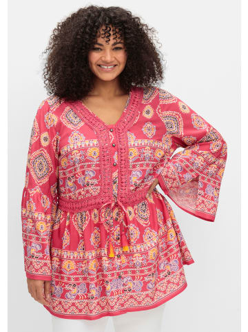 sheego by Joe Browns Longbluse in rot-gemustert