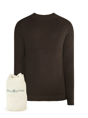 DreiMaster Vintage Strickpullover + Shopping Bag - Set in Dunkeloliv